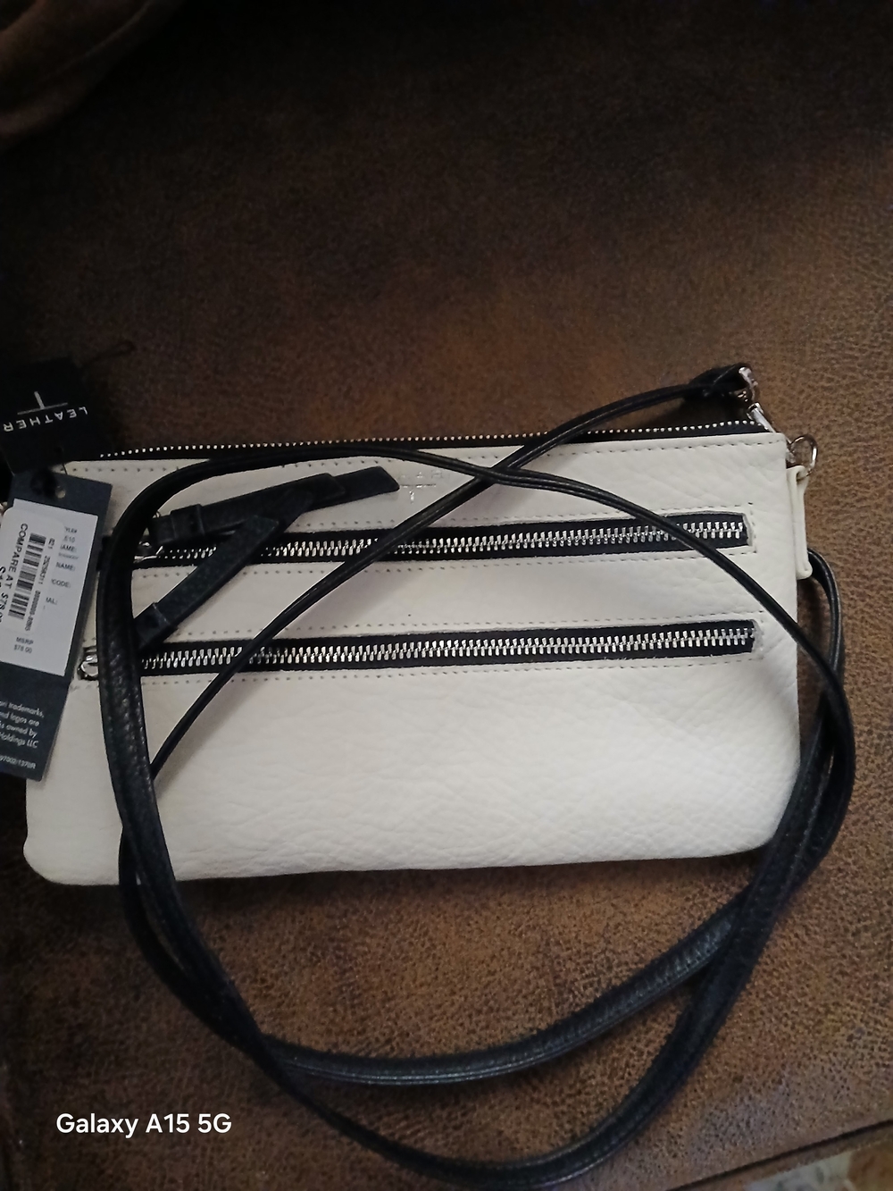 Tahari White Crossbody with Black Trim